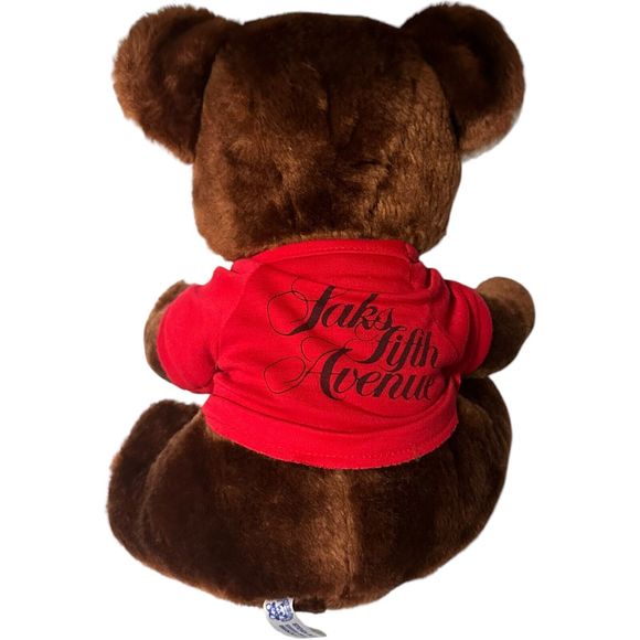 Saks Fifth Avenue Brown Teddy Bear Plush Steven Smith Red Shirt Stuffed Animal - Picture 6 of 16